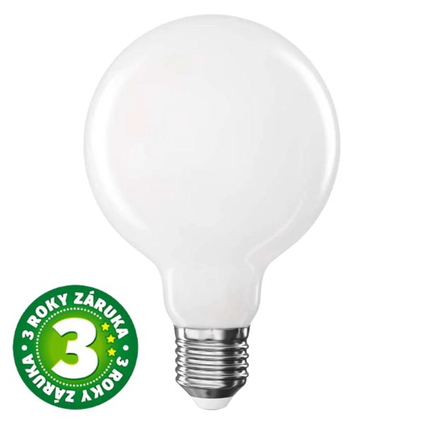 Ultra úsporná prémiová LED žárovka E27 průměr 95mm, 7,8W, 1055lm, denní, ekv. 75W, 3 roky